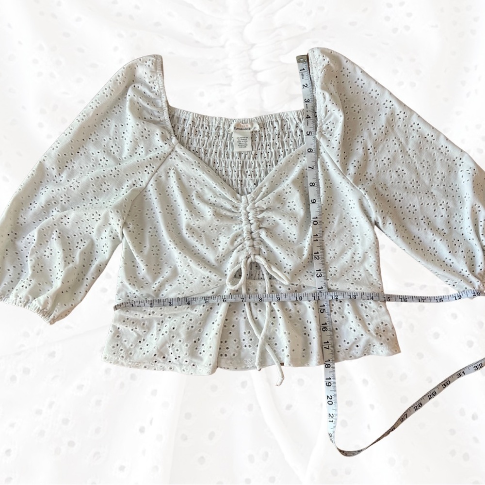 URBAN Romantics white Ruched Eyelet Blouse - Picture 2 of 2